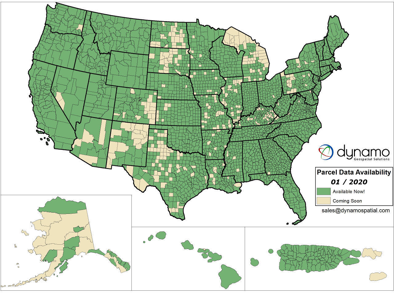 Nationwide Parcel Data Coverage - Property Boundary Information Availability